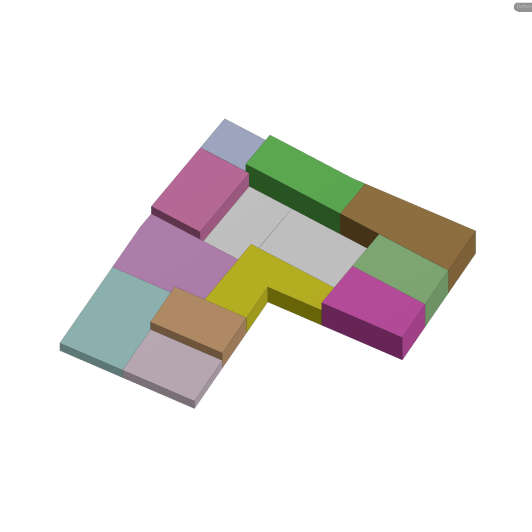 Parcel compound recipe on an L-shaped block using Divide, Peel, Divide, and Bisect